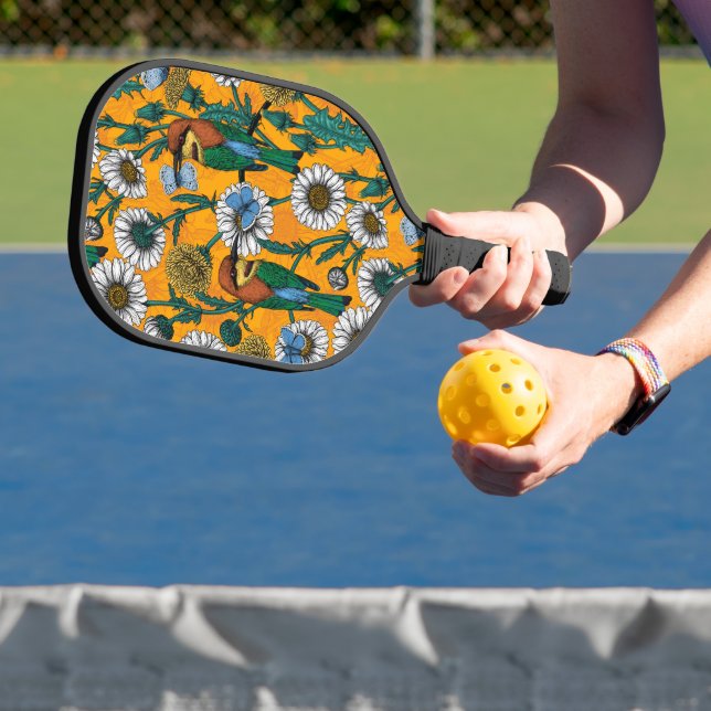 Bienenfresser, blaue Schmetterlinge und Gänse auf  Pickleball Schläger (InSitu)