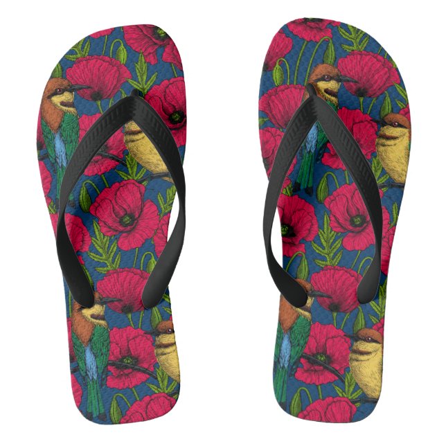 Bienenfresser und -mohn flip flops (Fußbett)