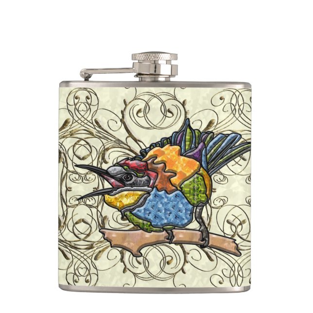 Bienenfresser Vogel Flachmann (Vorderseite)