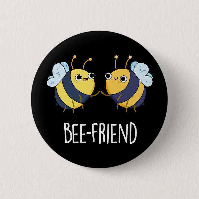 Bienenfreund Funny Insect Bee Pun Dark BG Button (Vorderseite)