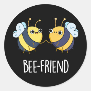 Bienenfreund Funny Insect Bee Pun Dark BG Runder Aufkleber