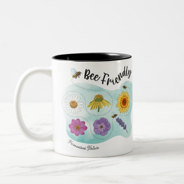 Bienenfreundlich - Harmonische Natur Zweifarbige Tasse (Links)