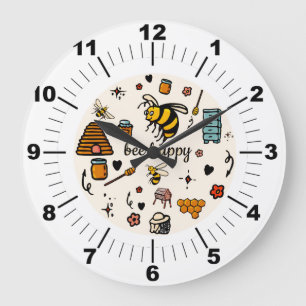 Bienenfröhliche niedliche Bienenart Große Wanduhr