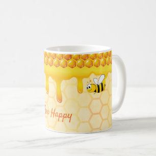 Bienenfröhliches Honigmuster Tropfen Kaffeetasse