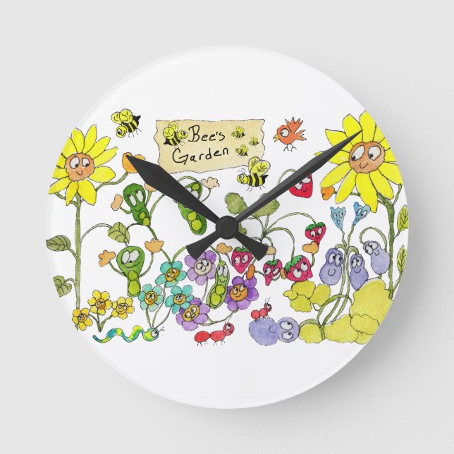 Bienengarten Runde Wanduhr (Vorderseite)