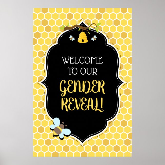 Bienengeschlecht: Reveal Baby Shower Begrüßungszei Poster (Vorne)