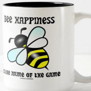 Bienenglücklichkeit ist der Name des Spiels (Biene Zweifarbige Tasse