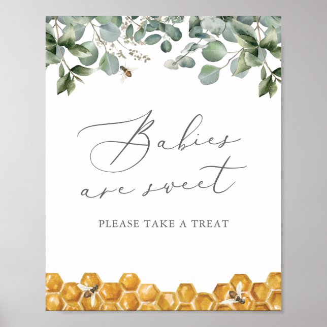 Bienengrün Babydusche Babies sind süße Schilder (Vorne)