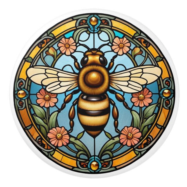 Bienenhafte Glass Honeybee Keramikknauf (Vorderseite)