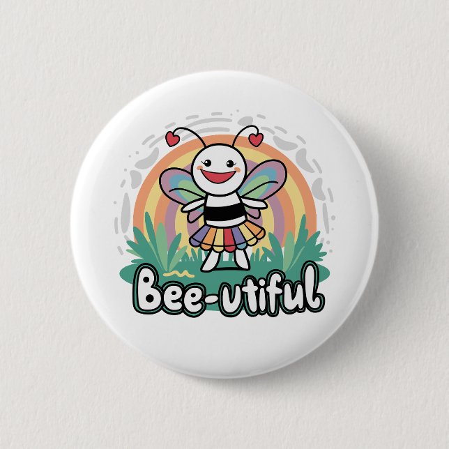Bienenhafte Hummel strahlt Positivität aus Button (Vorderseite)