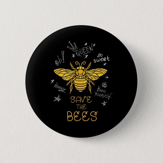 Bienenhalter im Bienenstock-Shirt Graffiti Button (Vorderseite)