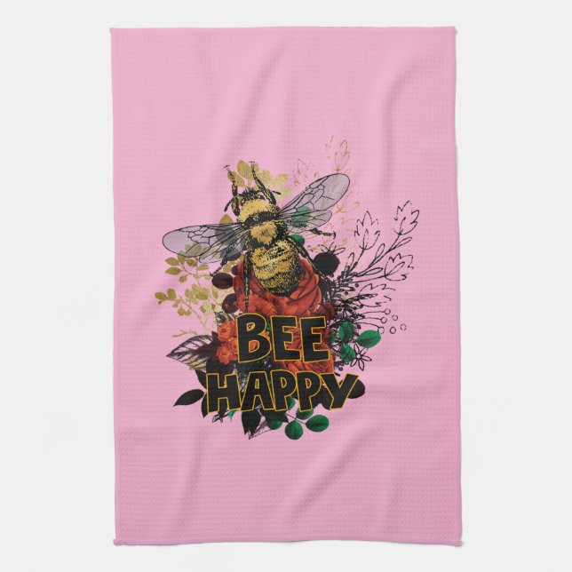 Bienenhappy Colorful Biene und Blume Geschirrtuch (Vertikal)