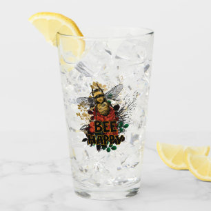 Bienenhappy Colorful Biene und Blume Glas