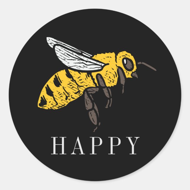 Bienenhappy Custom Insect Illustration Runder Aufkleber (Vorderseite)