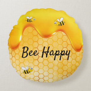 Bienenhappy Hummeln Honigtropfen Rundes Kissen