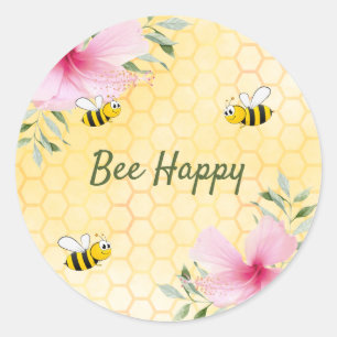 Bienenhappy Hummeln Honigwabengebirge Sommerfloral Runder Aufkleber