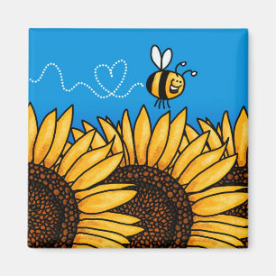 Bienenhintersonnenblumemagnet Magnet