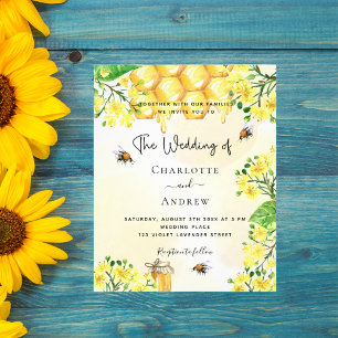 Bienenhochzeit gelbe Blumen Budget-Einladung Flyer