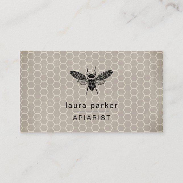 Bienenhoney-Verkäufer Apiarist Rustic Brown Hexago Visitenkarte (Vorderseite)
