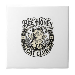 Bienenhonig-Katze Lustige Katzen-Grafik - Bienenho Fliese