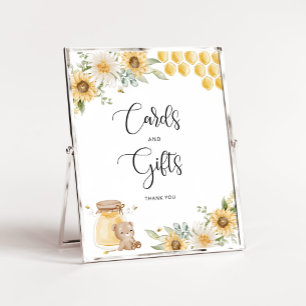 Bienenhonig trägt Sonnenblumenkarten und Geschenks Poster