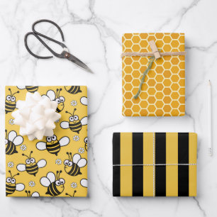Bienenhonigwaben-Wrap-Papier-Set aus 3 Geschenkpapier Set