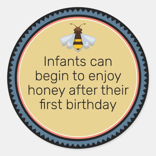 Bienenicon Honey Säugling Warnung Schwarz Runder Aufkleber (Vorderseite)