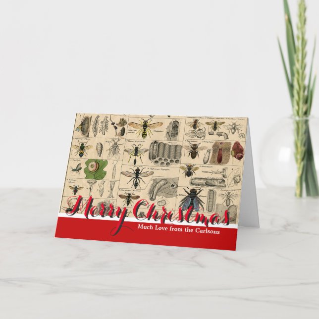Bieneninsekt-Bug Wasp Naturbienen Malerei Feiertagskarte (Vorderseite)