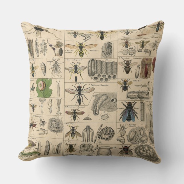Bieneninsekt-Bug Wasp Naturbienen Malerei Kissen (Vorderseite)