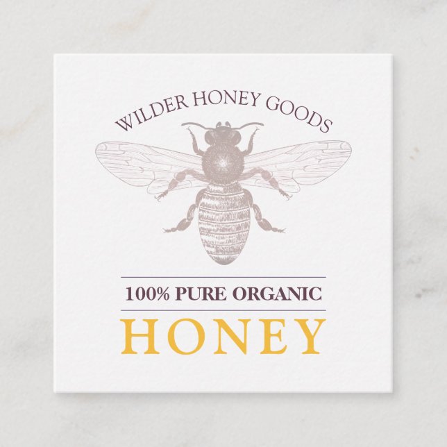 Bienenkäfer Honey Apiary Square Business Card Quadratische Visitenkarte (Vorderseite)