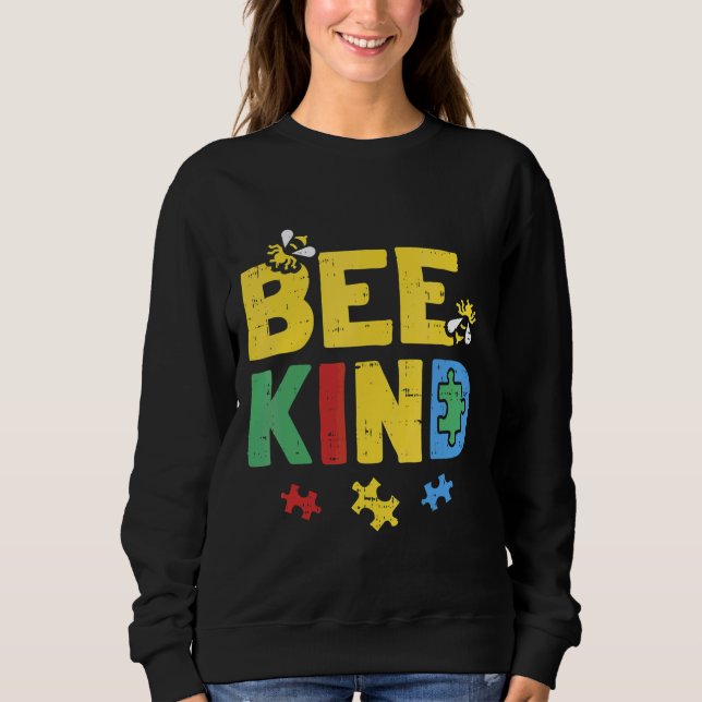 Bienenkarte Autismus Bewusstsein Puzzle Autistic Sweatshirt (Vorderseite)