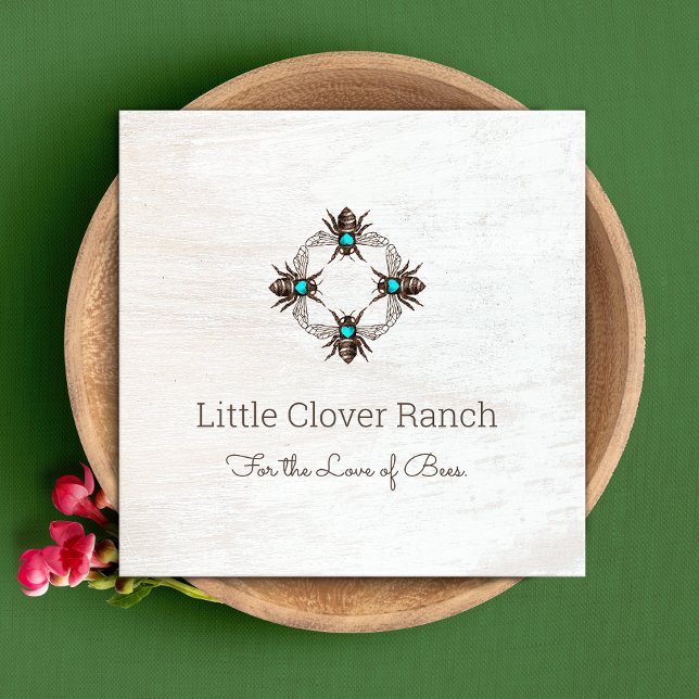 Bienenkarte Rustic Wood Business Card Quadratische Visitenkarte (Von Creator hochgeladen)