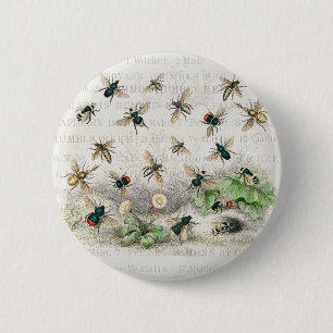 Bienenkleiferin Königin Bienen Antike Button
