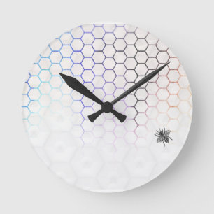 Bienenkönigin in Colorfull Bienenwabe Runde Wanduhr