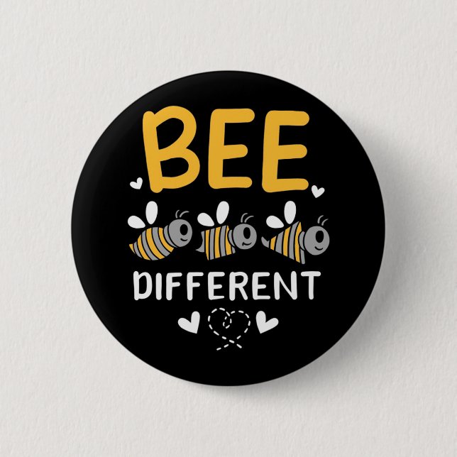Bienenkopfgeschenk | Bee Different Button (Vorderseite)