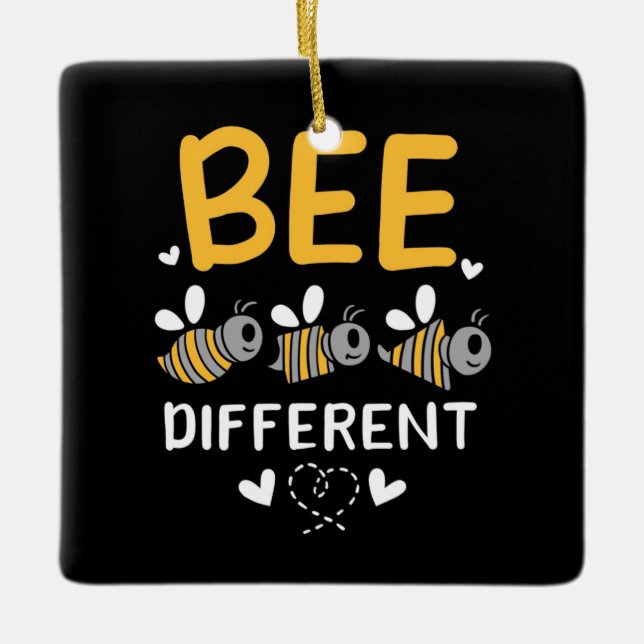 Bienenkopfgeschenk | Bee Different Keramikornament (Vorderseite)