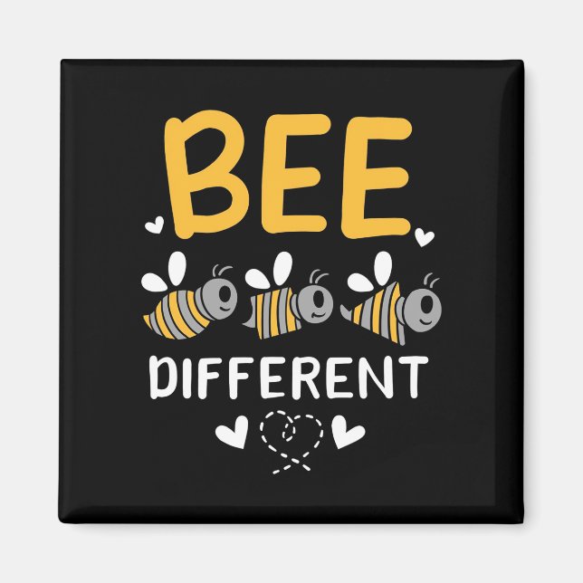 Bienenkopfgeschenk | Bee Different Magnet (Vorne)