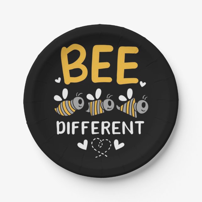 Bienenkopfgeschenk | Bee Different Pappteller (Vorderseite)