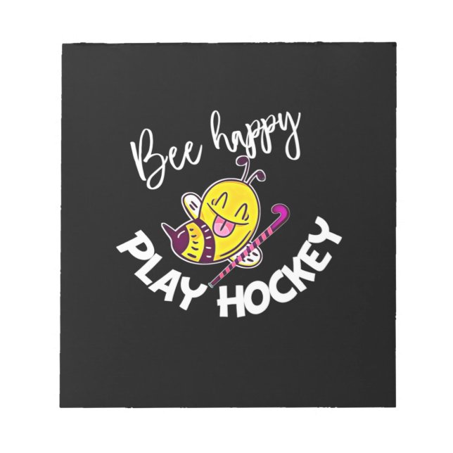 Bienenkopfgeschenk | Bee Happy Play Hockey Notizblock (Vorderseite)