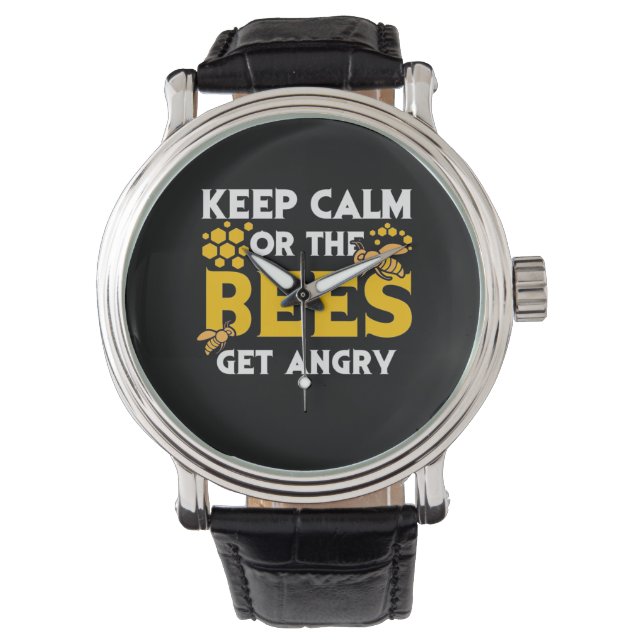 Bienenkopfgeschenk | Behalt ruhig oder die Bienen  Armbanduhr (Vorderseite)