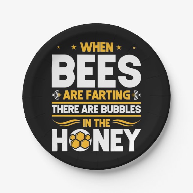 Bienenkopfgeschenk | Bei Bienen Pappteller (Vorderseite)