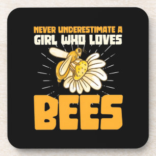 Bienenkopfgeschenk   Ein Mädchen, das Bienen Liebe Getränkeuntersetzer