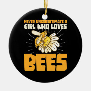 Bienenkopfgeschenk   Ein Mädchen, das Bienen Liebe Keramik Ornament