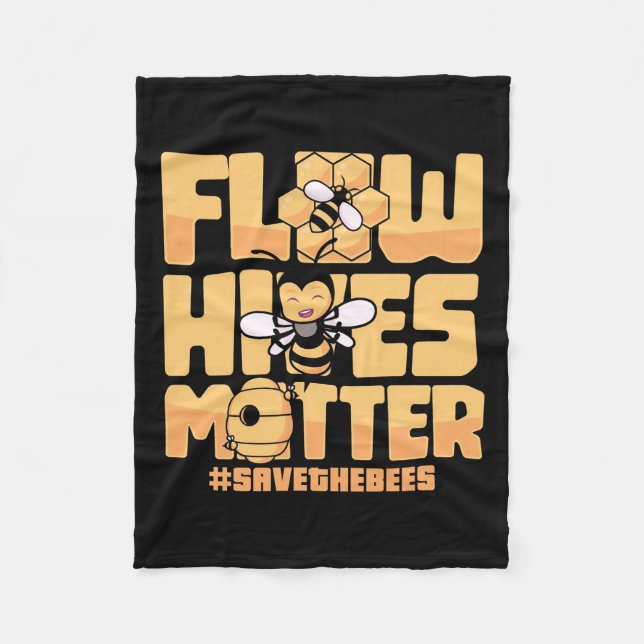 Bienenkopfgeschenk | Flow Hives Matter Bees Fleecedecke (Vorderseite)