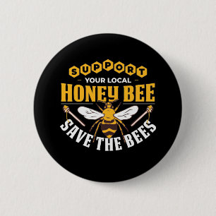 Bienenkopfgeschenk Honigbiene Gerettet Bienen Button