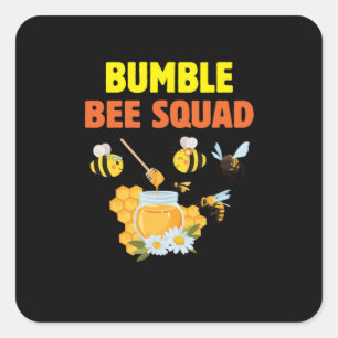 Bienenkopfgeschenk Hummelbesatzfamilie Quadratischer Aufkleber