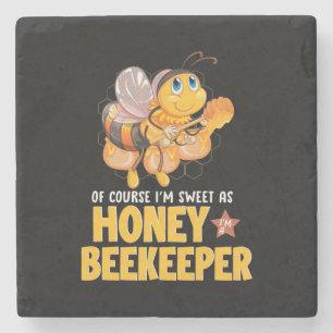 Bienenkopfgeschenk Ich bin süß als Honigbienenha Steinuntersetzer