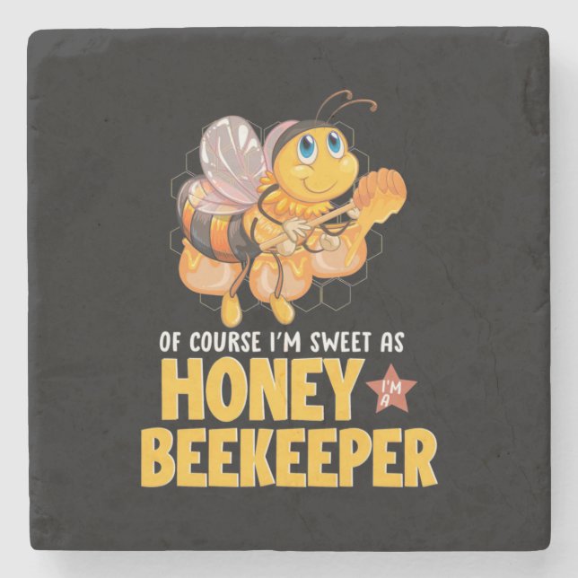 Bienenkopfgeschenk | Ich bin süß als Honigbienenha Steinuntersetzer (Vorderseite)