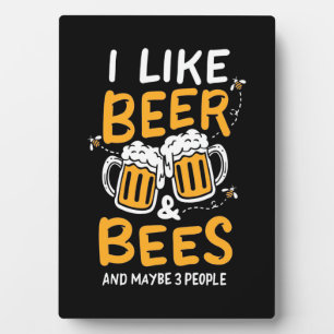 Bienenkopfgeschenk   Ich mag Bier und Bienen Fotoplatte