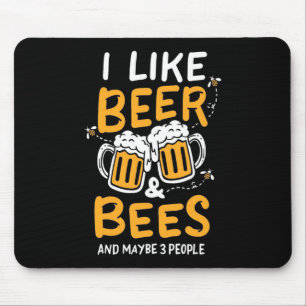 Bienenkopfgeschenk   Ich mag Bier und Bienen Mousepad